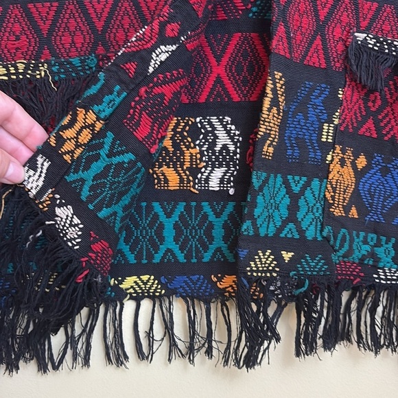 La Original | Vintage 100% Cotton Guatemala Fringe Woven Folklore Cat Vest L - Picture 7 of 17